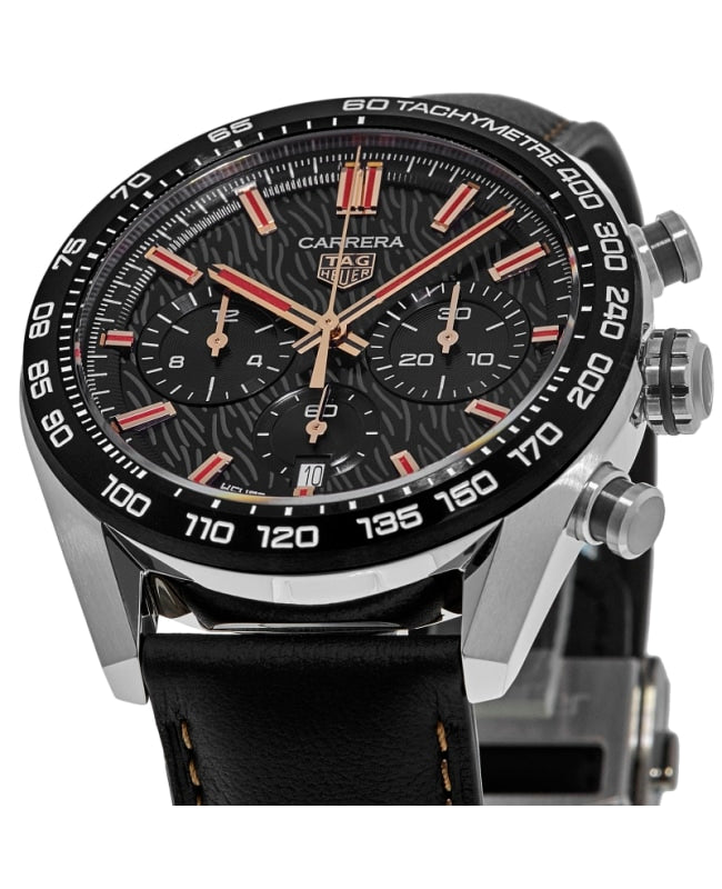 Tag Heuer Carrera Year of The Rabbit Automatic Chronograph Black Dial Black Leather Strap Watch for Men - CBN2A1L.FC6521