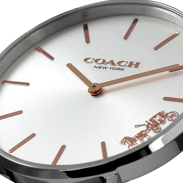 Coach Perry Silver DIal White Leather Strap Watch for Women - 14503116