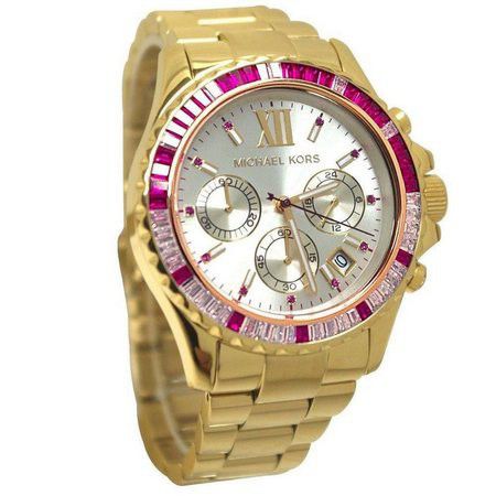 Michael Kors Everest Chronograph Gold Dial Gold Steel Strap Watch for Women - MK5871