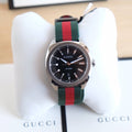 Gucci GG2570 Quartz Black Dial Two Tone Nylon Strap Watch For Men - YA142305