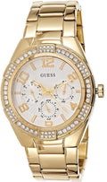 Guess Luna Diamonds White Dial Gold Steel Strap Watch for Women - W0729L2