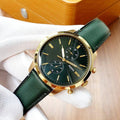 Fossil Townsman Chronograph Green Dial Green Leather Strap Watch for Men - FS5599