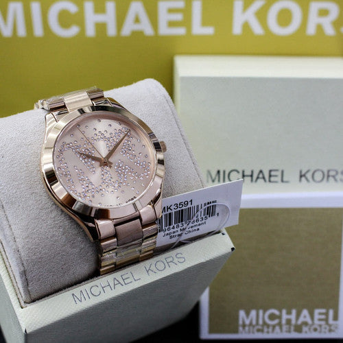 Michael Kors Slim Runway Rose Gold Dial Rose Gold Steel Strap Watch for Women - MK3591