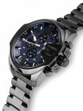 Diesel Mega Chief Chronograph Blue Dial Black Stainless Steel Watch For Men - DZ4329