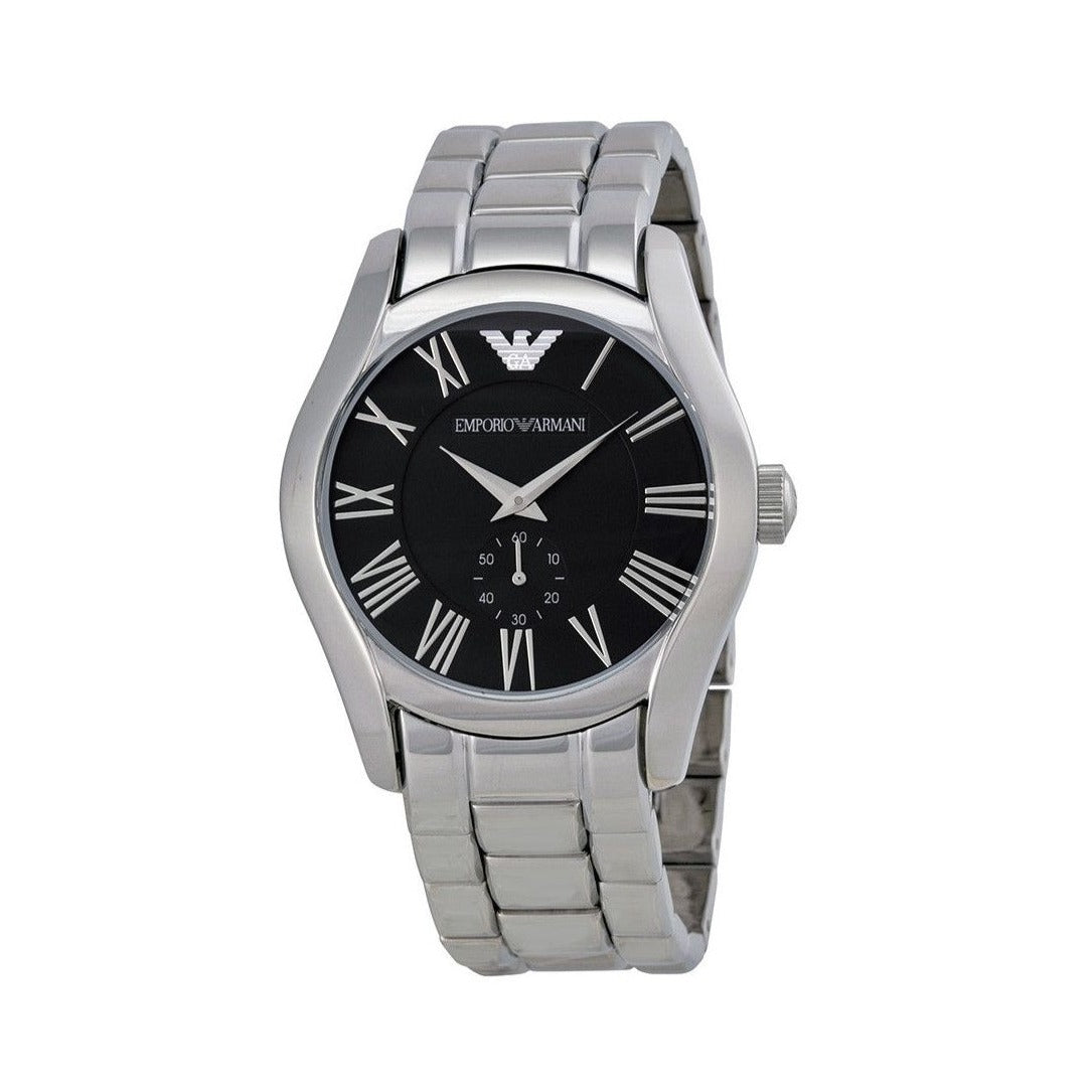 Emporio Armani Valente Black Dial Silver Steel Strap Watch For Men - AR0680