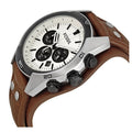 Fossil Coachman Chronograph White Dial Brown Leather Strap Watch for Men - CH2890