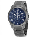 Fossil Grant Chronograph Blue Dial Grey Steel Strap Watch for Men - FS4831