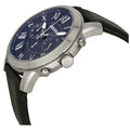 Fossil Grant Chronograph Blue Dial Black Leather Strap Watch for Men - FS4990