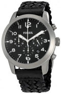 Fossil Pilot 54 Chronograph Black Dial Black Leather Strap Watch for Men - FS5181