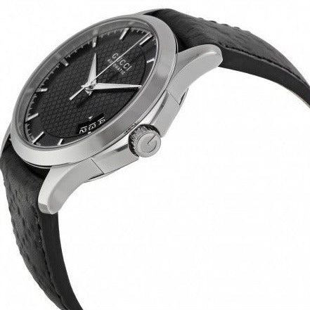 Gucci G Timeless Quartz Black Dial Black Leather Strap Watch for Men - YA126413