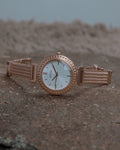 Guess Monroe Silver Dial Rose Gold Steel Strap Watch For Women - W1152L3