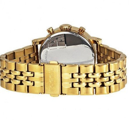 Fossil Boyfriend Chronograph Gold Dial Gold Steel Strap Watch for Women - ES2197