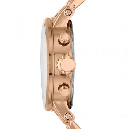 Fossil Boyfriend Chronograph Brown Dial Rose Gold Steel Strap Watch for Women - ES3494