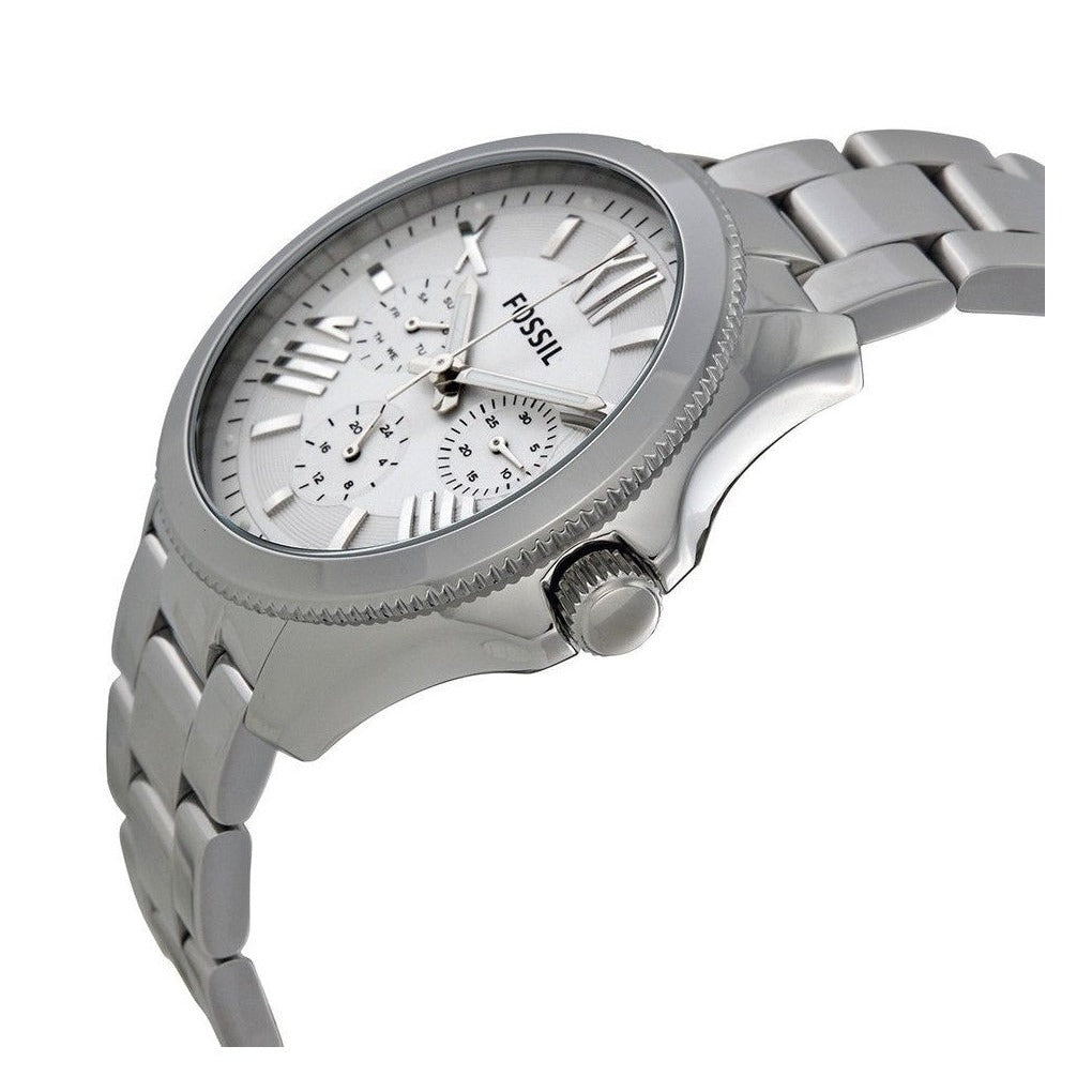 Fossil Cecile Multifunction Silver Dial Silver Steel Strap Watch for Women - AM4509