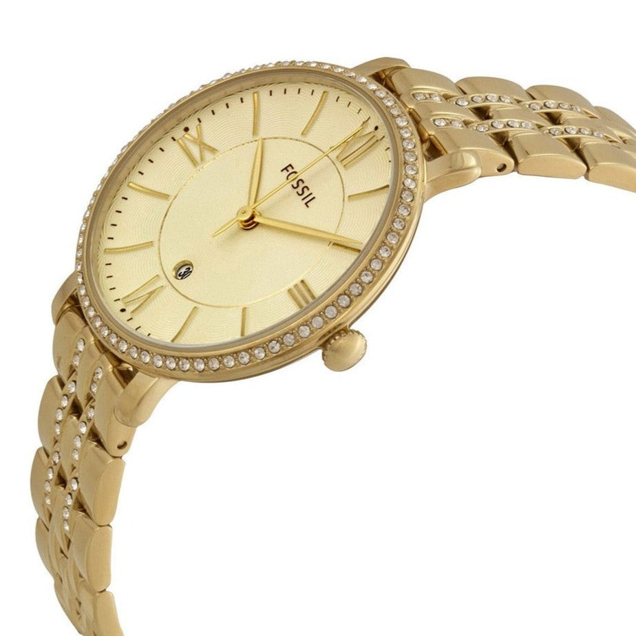 Fossil Jacqueline Gold Dial Gold Steel Strap Watch for Women - ES3547