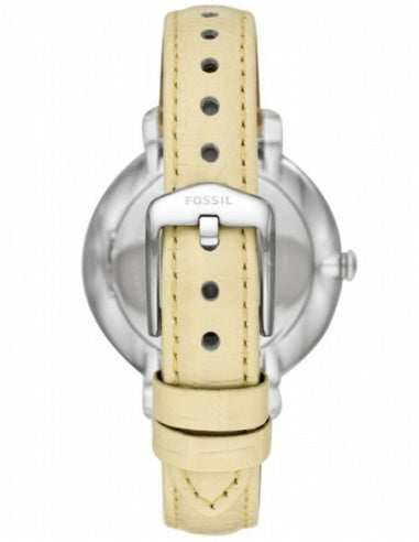 Fossil Jacqueline Three-Hand Silver Dial Yellow Leather Strap Watch for Women - ES4812