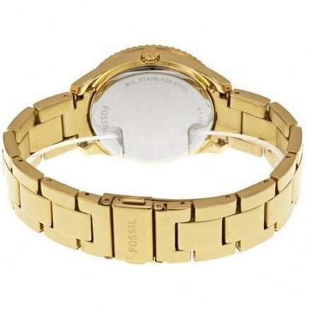 Fossil Stella Multifunction Gold Dial Gold Steel Strap Watch for Women - ES3589