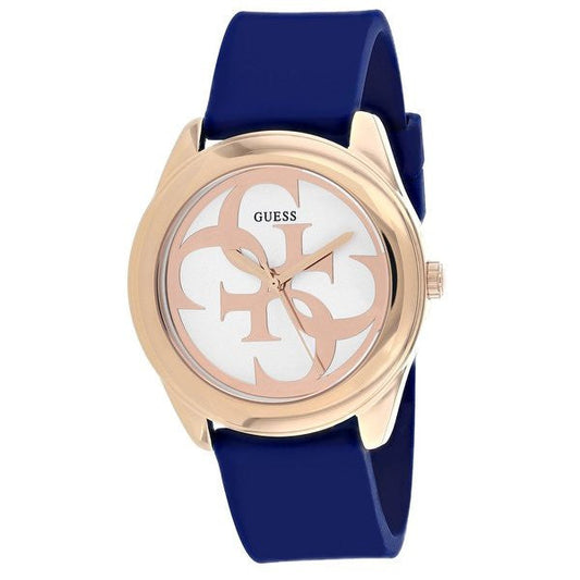 Guess G Twist Silver Dial Blue Silicone Strap Watch For Women - W0911L6