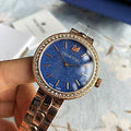 Swarovski Daytime Crystals Blue Dial Rose Gold Steel Strap Watch for Women - 5182277