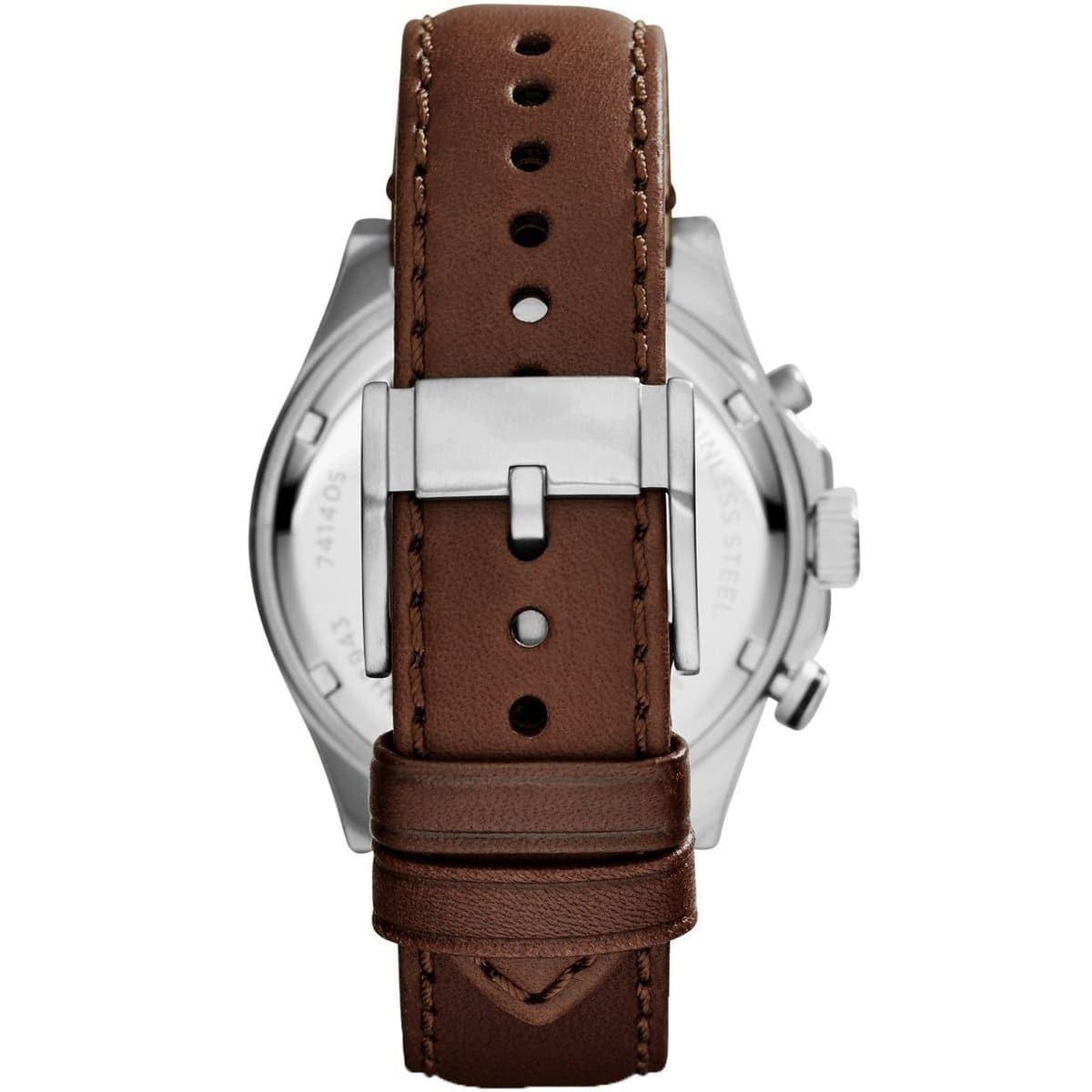 Fossil Wakefield Chronograph White Dial Brown Leather Strap Watch for Men - CH2943