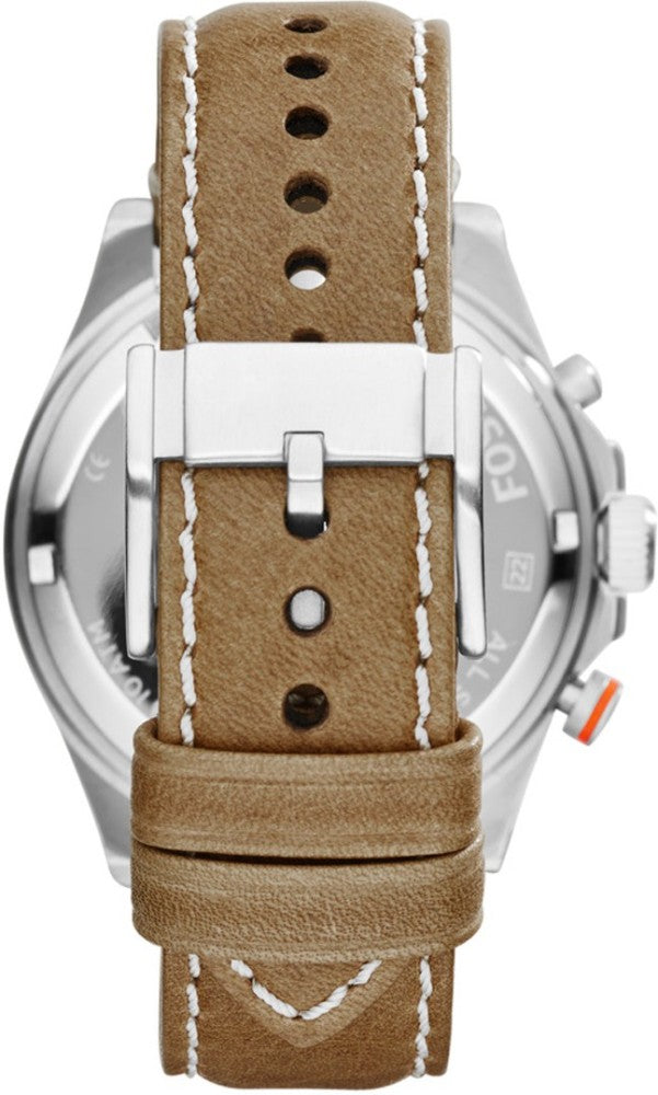 Fossil Wakefield Chronograph Cream Dial Brown Leather Strap Watch for Men - CH2951