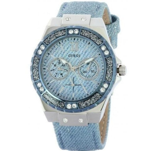 Guess Limelight Quartz Blue Dial Blue Leather Strap Watch For Men - W0775l1