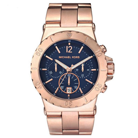 Michael Kors Bel Aire Blue Dial Rose Gold Steel Strap Watch for Women - MK5410