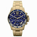 Michael Kors Everest Chronograph Blue Dial Gold Steel Strap Watch for Women - MK5754