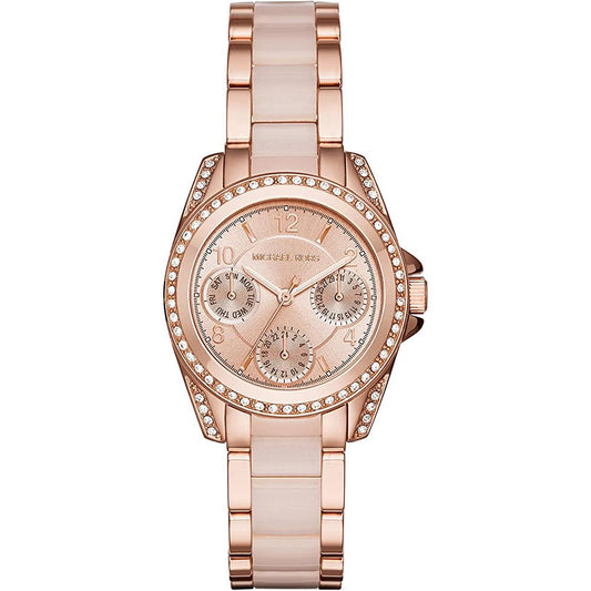 Michael Kors Blair Rose Gold Dial Two Tone Steel Strap Watch for Women - MK6175