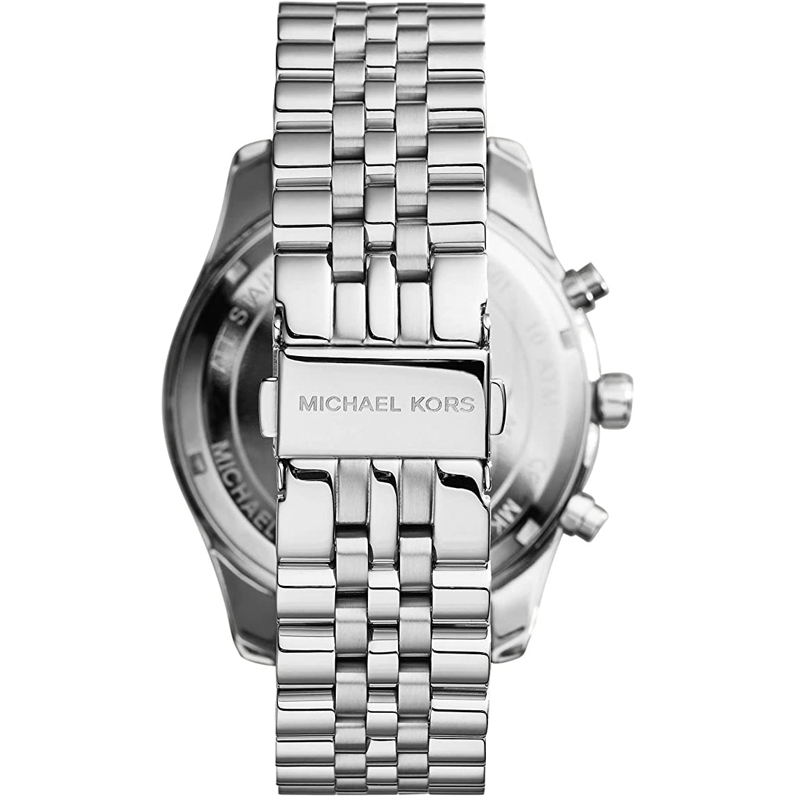 Michael Kors Lexington Chronograph Silver Dial Silver Steel Strap Watch for Men - MK8405
