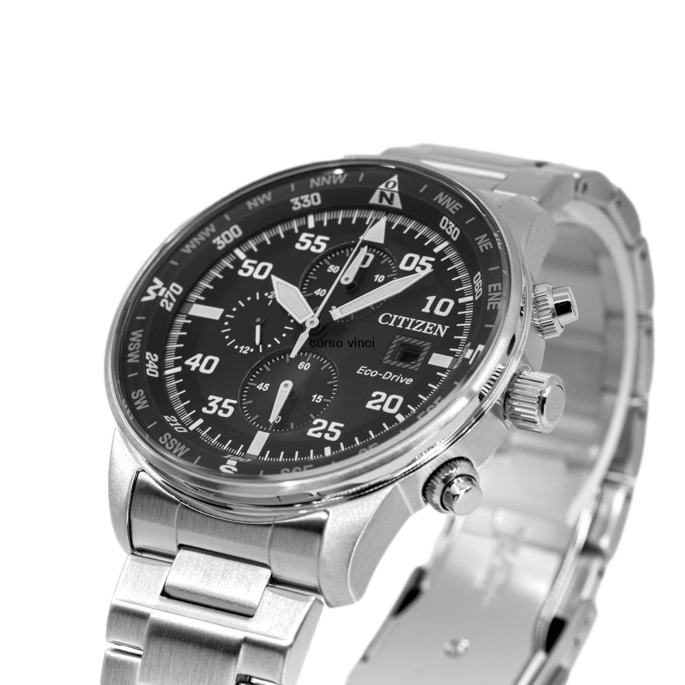 Citizen Eco Drive Chronograph Black Dial Silver Stainless Steel Watch For Men - CA0690-88E