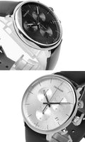 Calvin Klein High Noon Chronograph White Dial Black Leather Strap Watch for Men - K8M271C6