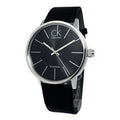 Calvin Klein Minimal Black Dial Black Leather Strap Watch for Men - K7621107