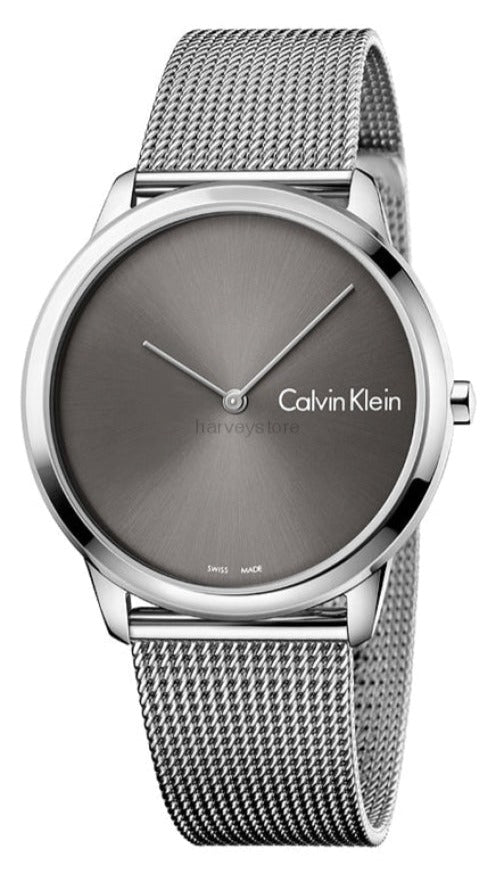 Calvin Klein Minimal Grey Dial Silver Mesh Bracelet Watch for Men - K3M211Y3