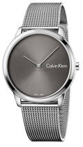 Calvin Klein Minimal Gray Dial Silver Mesh Bracelet Watch for Men - K3M21123