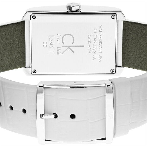 Calvin Klein Window White Dial White Leather Strap Watch for Men - K2M21120