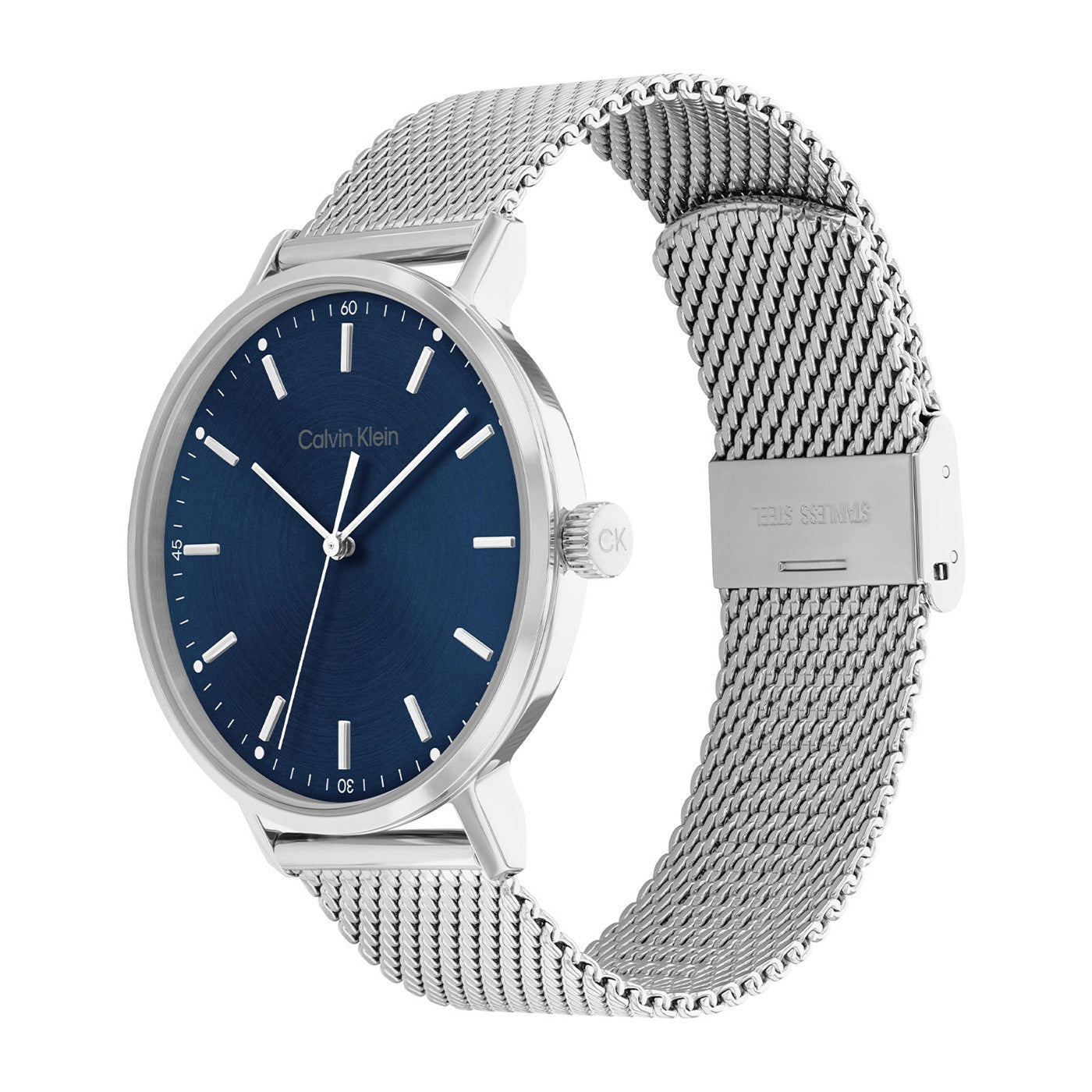 Calvin Klein High Noon Quartz Blue Dial Silver Mesh Bracelet Watch for Men - K8M2112N