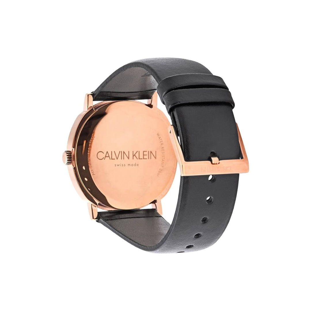 Calvin Klein Posh Black Dial Black Leather Strap Watch for Men - K8Q316C3