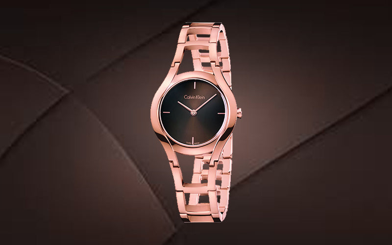 Calvin Klein Class Brown Dial Rose Gold Steel Strap Watch for Women - K6R2362K