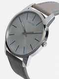 Calvin Klein City Silver Dial Grey Leather Strap Watch for Men - K2G211Q4