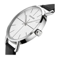 Calvin Klein Even Silver Dial Black Leather Strap Watch for Men - K7B211CY