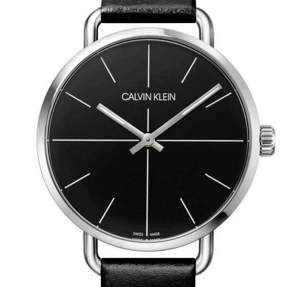 Calvin Klein Evan Black Dial Black Leather Strap Watch for Men - K7B211CZ