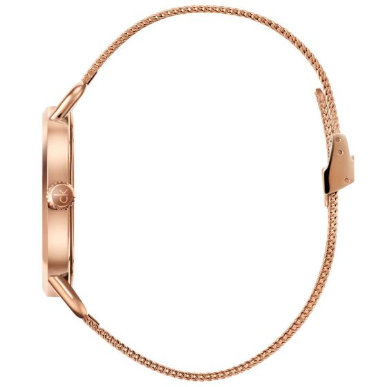 Calvin Klein Even White Dial Rose Gold Mesh Bracelet Watch for Women - K7B21626