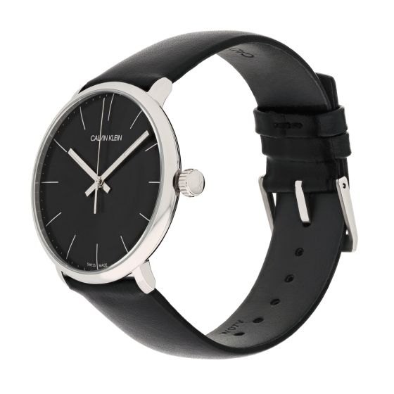 Calvin Klein High Noon Quartz Black Dial Black Leather Strap Watch for Men - K8M211C1