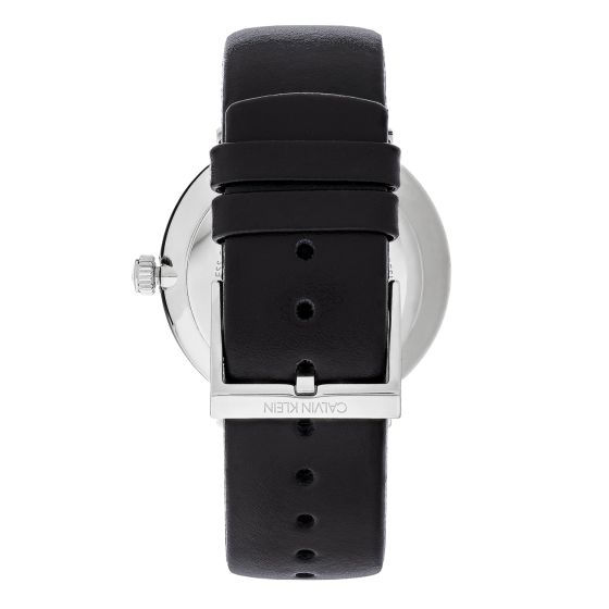 Calvin Klein High Noon Quartz White Dial Black Leather Strap Watch for Men - K8M211C6