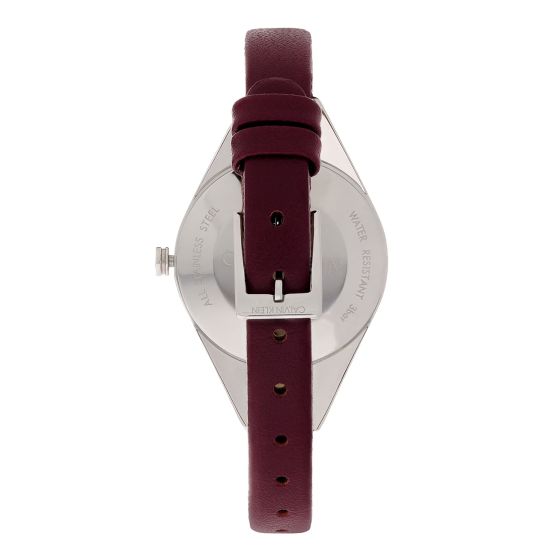 Calvin Klein Rebel Blue Dial Maroon Leather Strap Watch for Women - K8P231UN