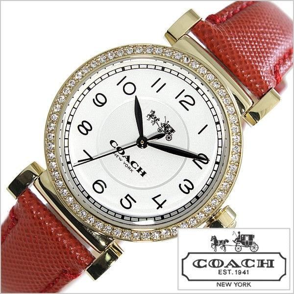 Coach Madison White Dial Red Leather Strap Watch for Women - 14502400