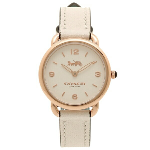 Coach Delancey White Dial White Leather Strap Watch for Women - 14502790