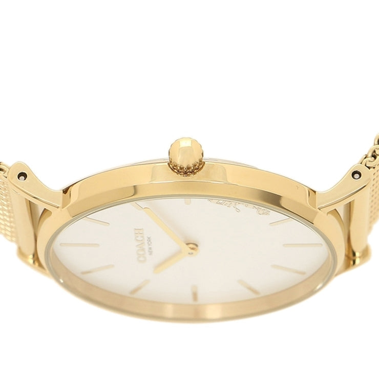 Coach Perry White Dial Gold Mesh Bracelet Watch for Women - 14503125