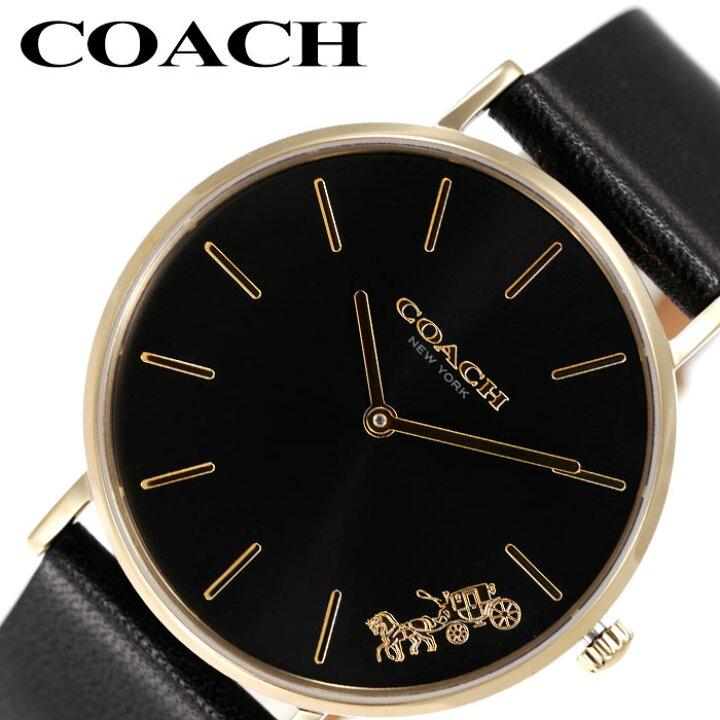 Coach Perry Black Dial Black Leather Strap Watch for Women - 14503333